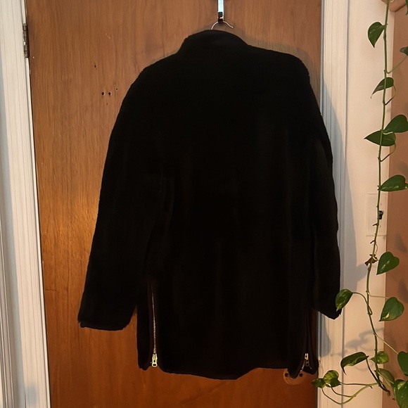 J Crew Coat size S black faux fur - Picture 5 of 7